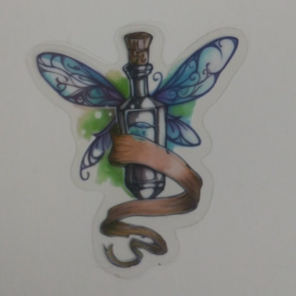 10/$10 Vial With Wings Transparent Sticker 2.18" x 2" (AV)